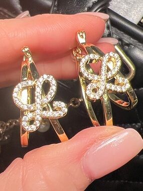 Gold Crystal Butterfly-Style Hoop Earrings - Women Accessories